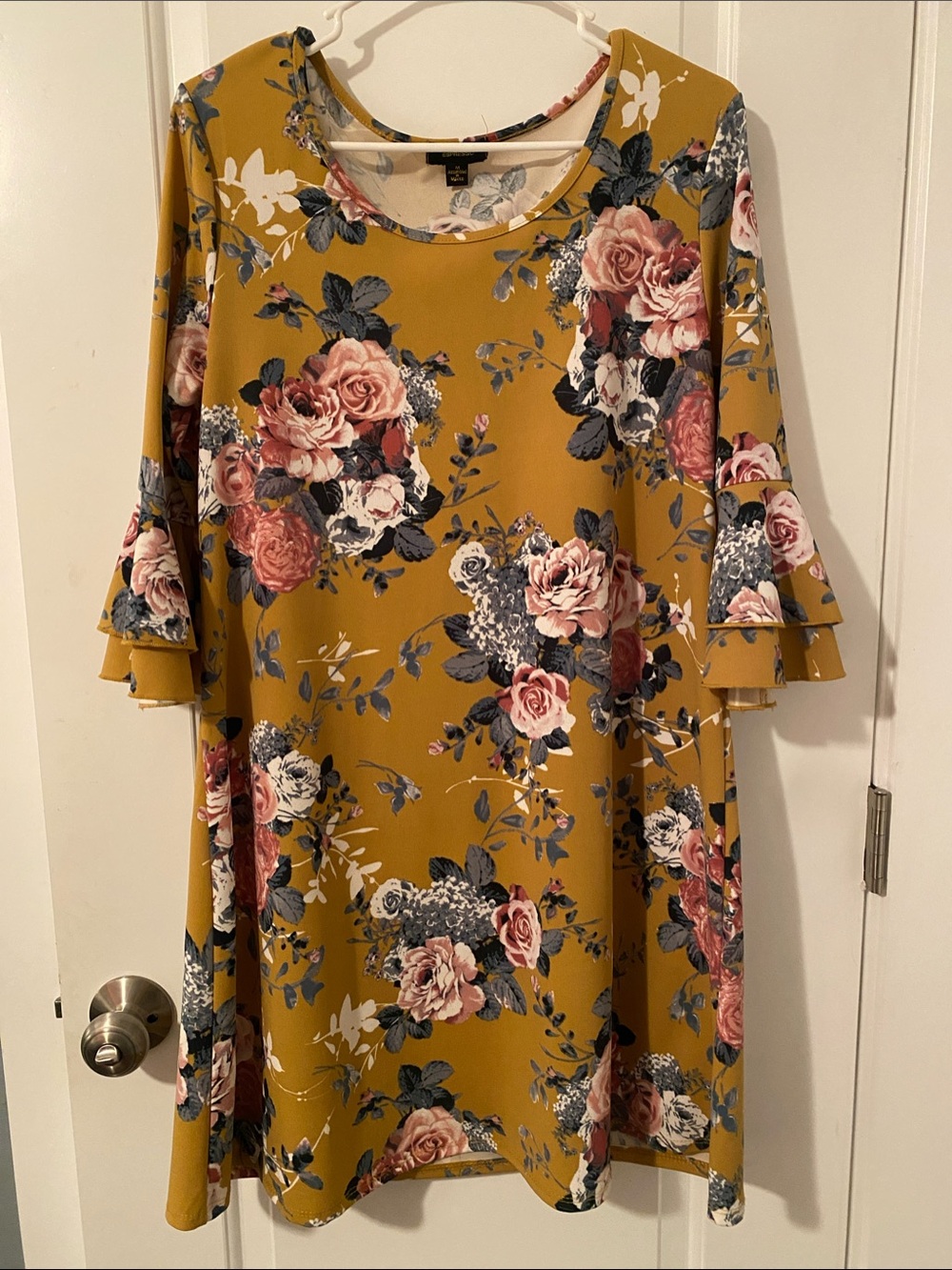 Mustard Floral Shift Dress